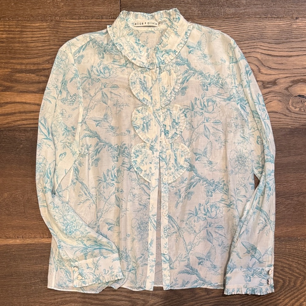 Alice + Olivia Kurt ruffle pintuck blouse
